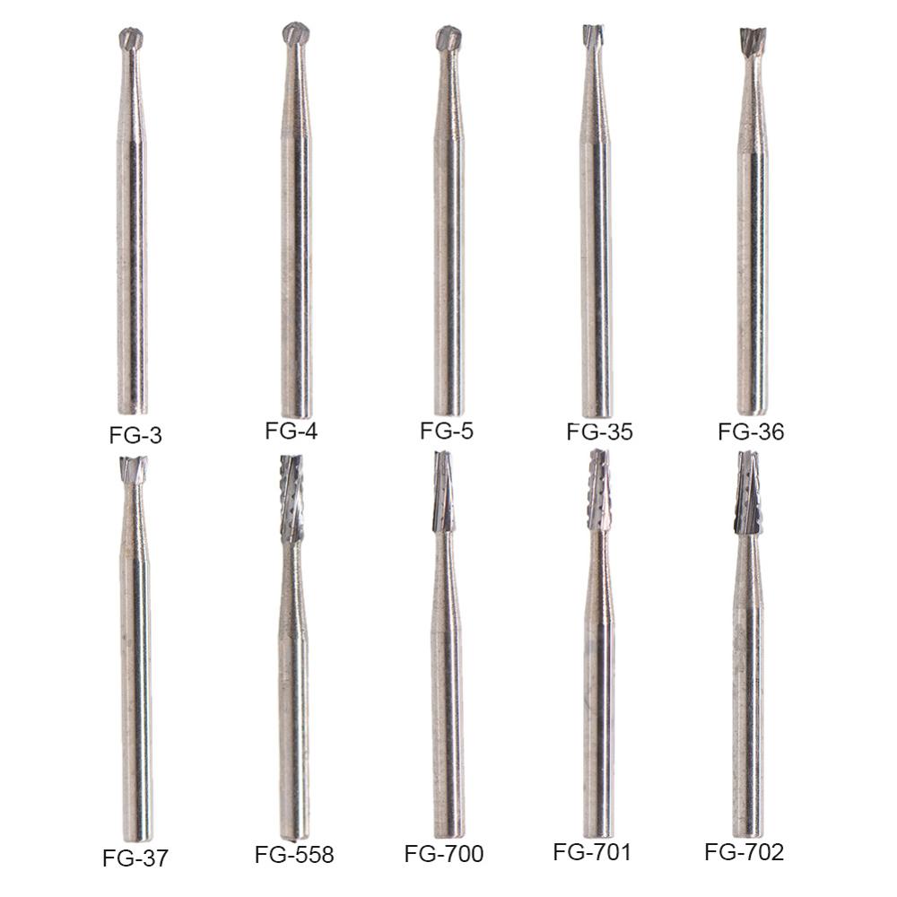 10 Pcs Dental Tungsten Steel Carbide Burs for High Speed Handpiece Bit Inverted Cone Bur/Fissure Bur Italy Dental Diamond FG