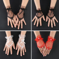 Trendy White Black Red Color Bride Party Gloves Fingerless Sexy Lace Short Bow Gloves for Women party