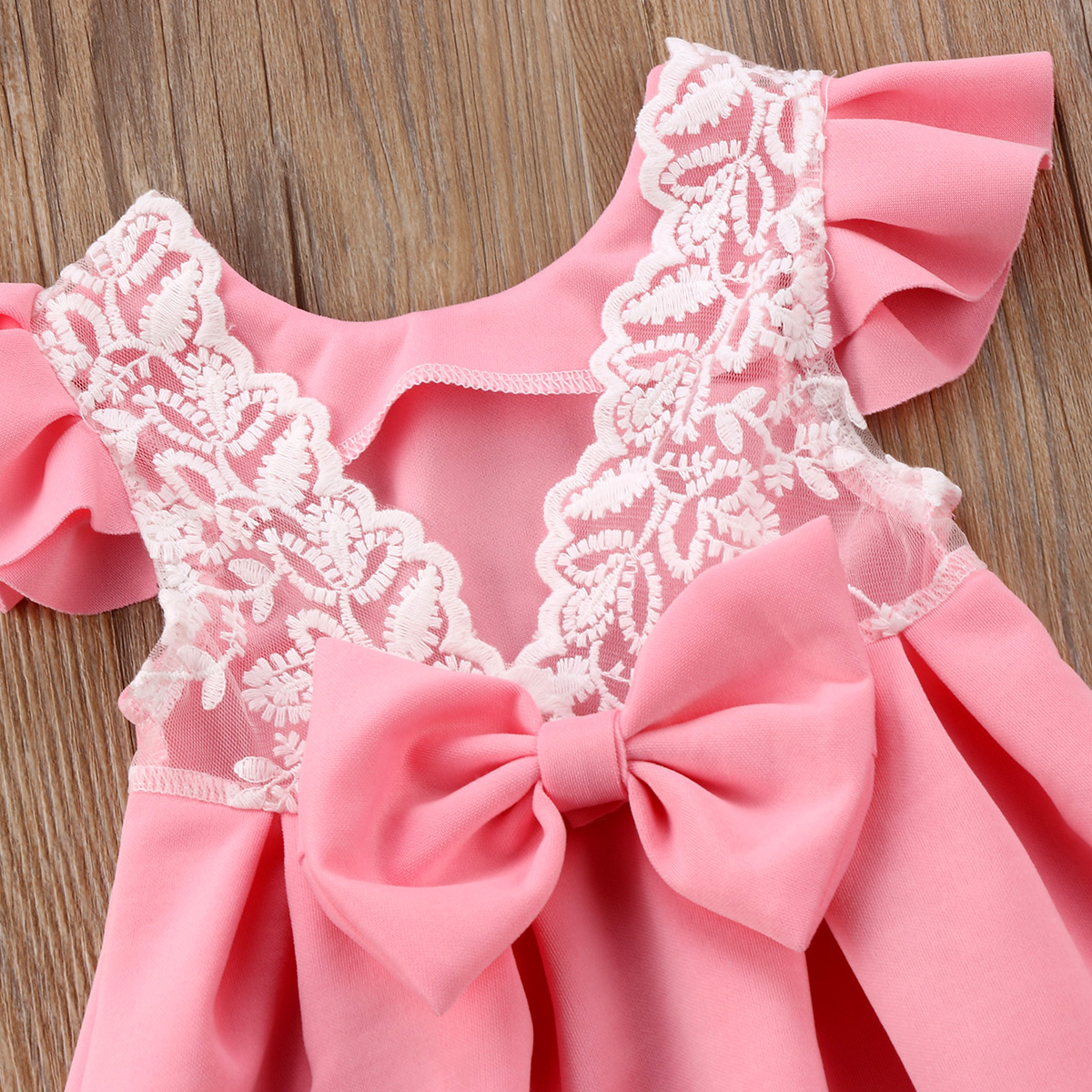 Pudcoco Baby Girls Dress Toddler Girls Backless Lace Bow Princess Dresses Tutu Party Wedding birthday Dress for girls Easter