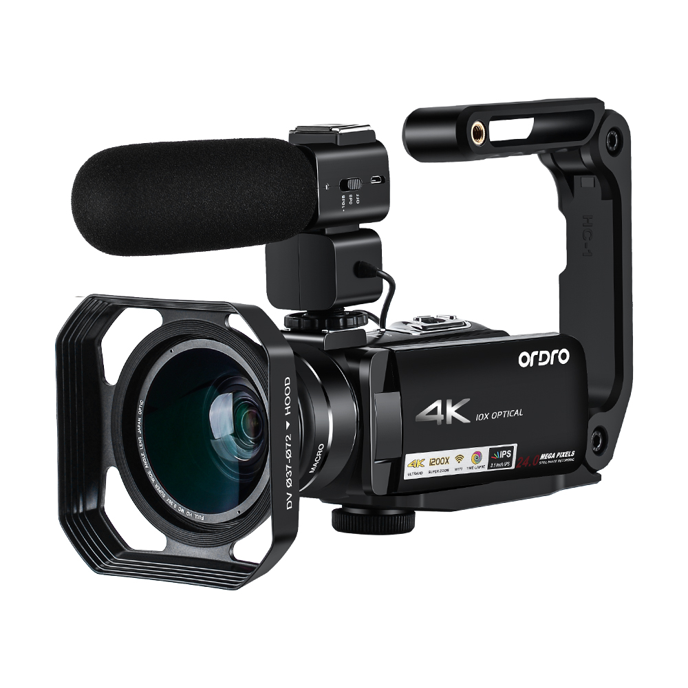 Video Camera 4K Camcorder for Blogger Live Stream Filming, Ordro AC7 10X Optical Zoom YouTube Vlogging Cameras Filmadora