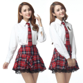2020 Version Women Suit Cosplay Costumes Student Girls School Uniform Skirt Plaid Lace Navy Sailor Clothing Dress Short Sleeve