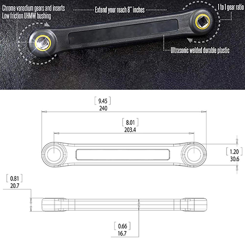 DIY Hook Wrench Adjustable 3/8" Extension Wrench Spanner Screw Automotive Tools Ratchet Wrench for Car Vehicle Replacement Parts