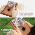 New 17 Keys Kalimba Thumb Piano Finger Piano Musical Toys With Tune-Hammer And Music Book