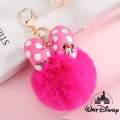 Disney 23 Color Minnie Key Chain Cartoon Polka Dot Bow Pom-Pom Key Ring Pendant Car Bag Ornament Fashion Parts Toy