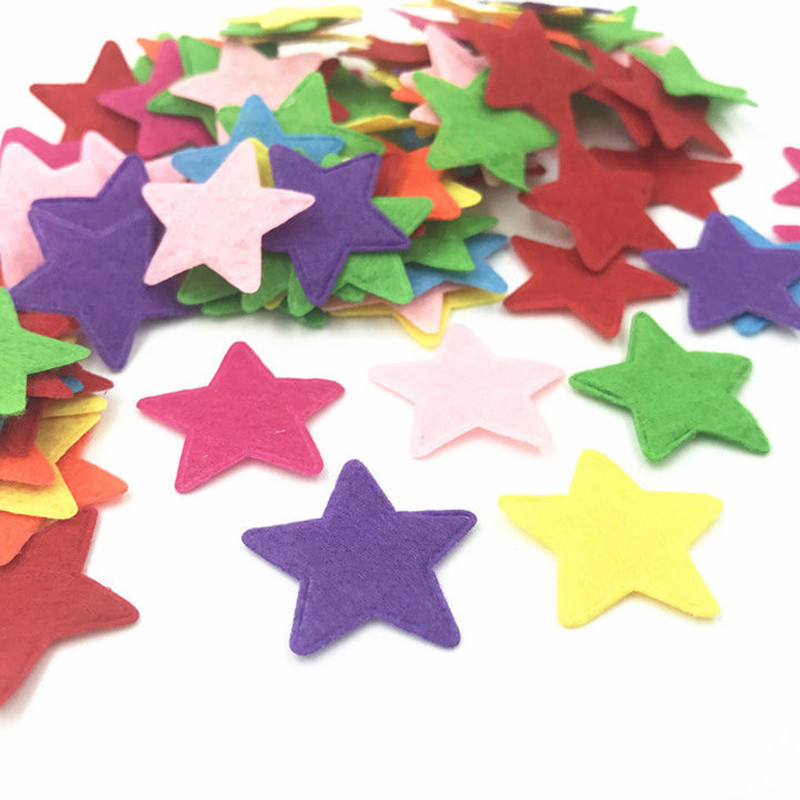 DIY 200pcs Mixed Colors star shape Felt Appliques Crafts Card Making decoration 25mm