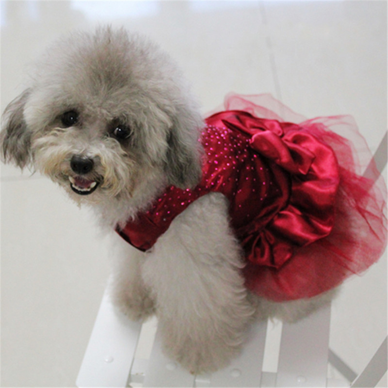 Newly Princess Dog Dresses high-luminance color Dog Clothes Bow Tutu Princess Dress Puppy Lace Skirt Wedding Party Pet Apparel