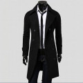 4# Winter Slim Stylish Trench Coat Double Breasted Long Jacket Parka Casual long men's woolen fleece warm windbreaker jacket