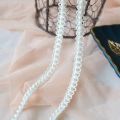 1CM Wide White DIY Hand-stitched Pearl Glitter Beads Braid Lace Ribbon Wedding Dress Skirts Collar Neckline DIY Sewing Appliques