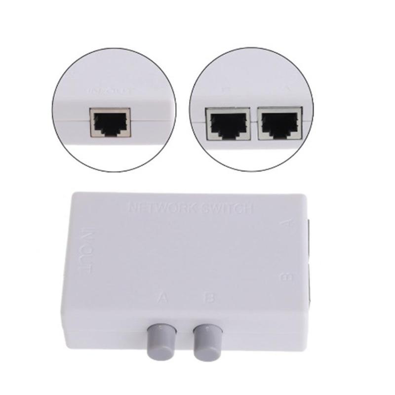 Mini 2 Port 100MHz 2 In 1 Out/1 In 2 Out RJ45 Network Ethernet Network Box Switcher Dual Port Manual Sharing Switch Adapter HUB