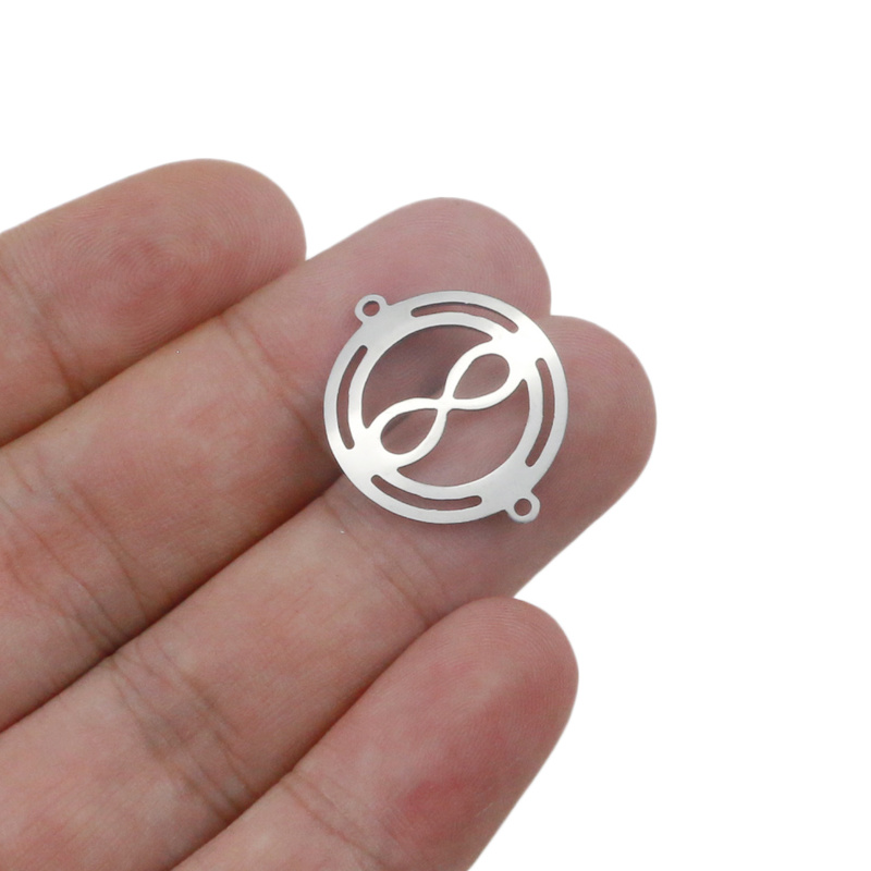 Aiovlo 5pcs/lot Infinite Symbol Connector Charms Mirror Radian Stainless Steel DIY Necklace Bracelet Jewelry Making Wholesale