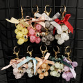 Fashion Small Fresh Crystal Grape Bunch Key chain Hot Sale Cloth Bow Car Keyring New Arrival Creativity Gift Pendant Accessories