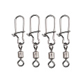 50pcs Fishing Accessories Eight-ring Connector Stainless Steel Snap Fishhook Swivels Tackle for Hooks Fishing 2/4/6/8/10/12/14#