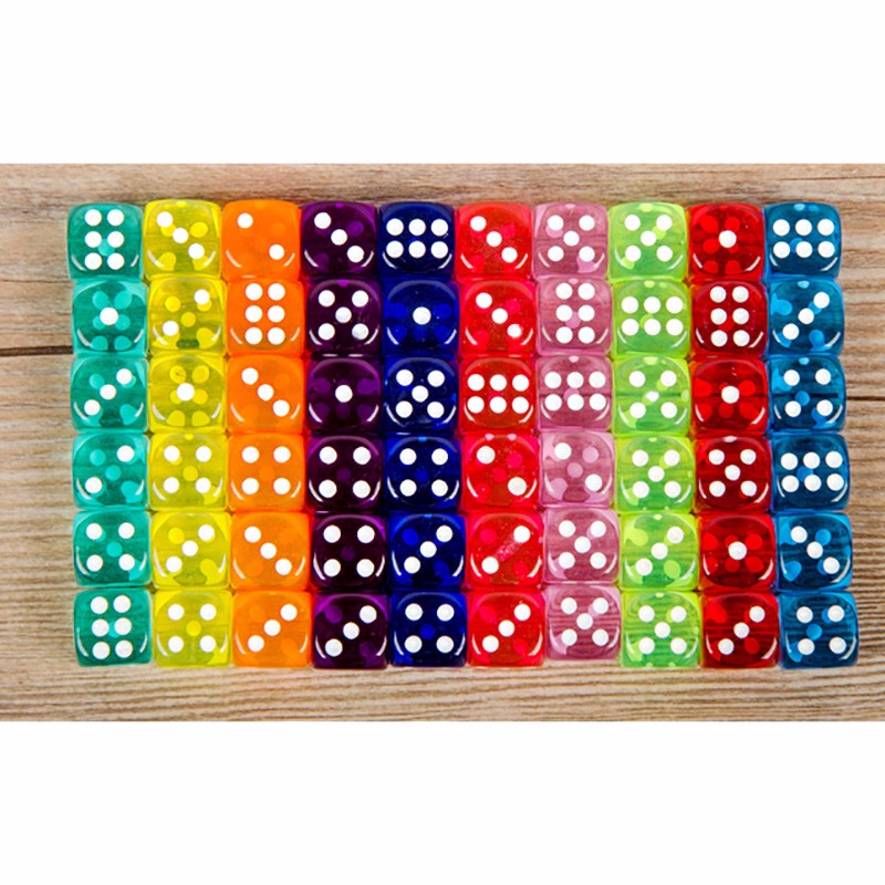 30PCS 6 Sided Portable Table Games Dice 14MM Acrylic Round Corner Board Game Dice Party Gambling Game Cubes Digital Dices