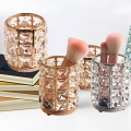 Crystal Glass Tray Nordic Binaural Golden Frame Storage Tray Jewelry Cosmetic Storage Barrel Home Decoration Storage Supplies