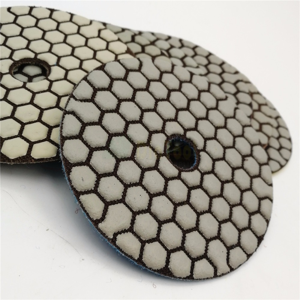 SHDIATOOL 7pcs 4"/100mm Diamond Dry Polishing Pad Grit#3000 Sanding Disk Flexible Granite Marble Ceramic Artificial Stone Polish
