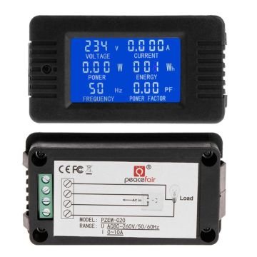 Digital AC 80~260V Power Energy Meter Voltage Current KWh Watt Meter Voltmeter Ammeter Indicator 100A/10A