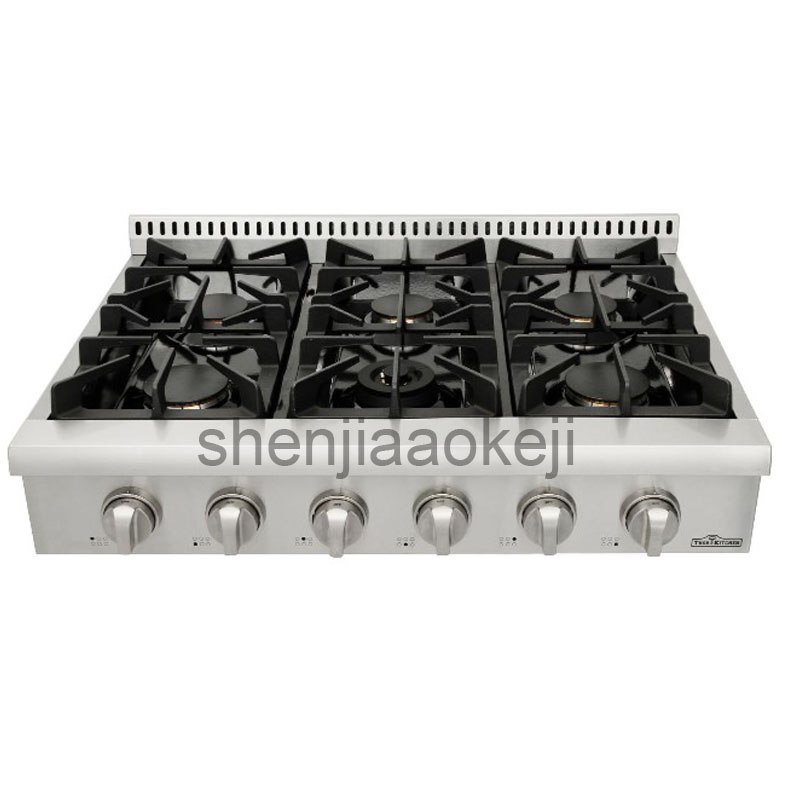 1pc Gas Cooktops Commercial Gas stove 36-inch embedded gas cooking machine Stainless Steel Kitchen gas burner cooker 120V/60Hz