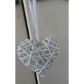 3pcs 20 CM Hanging wicker heart weeding home party decoration willow rattan gifts and crafts with white ribbon