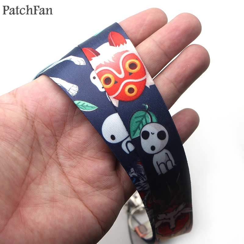 Patchfan Princess cartoon keychain lanyard webbing ribbon neck strap fabric para id badge phone holders necklace A1422