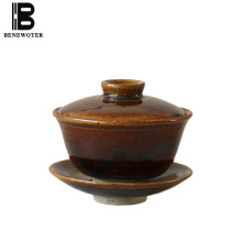 170ml Handmade Coarse Pottery Gaiwan Ceramic Kung Fu Tea Set Tea Bowl Tureen Teacup Cup and Saucer Vintage Master Cups Teaware