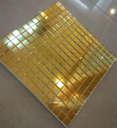 Acid Alkali Resistant Imitate Gold Foil Glass Mosaic Tile for Royal Palace Temple Pool Bathroom Wall Cover Sticker Ceiling Tile