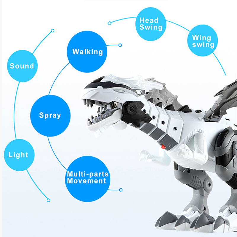 Mist Spray Dinosaur Robot Toy for Kids - Walking Dinosaur Fire Breathing Water Spray Mist with Red Light & Realistic Sounds