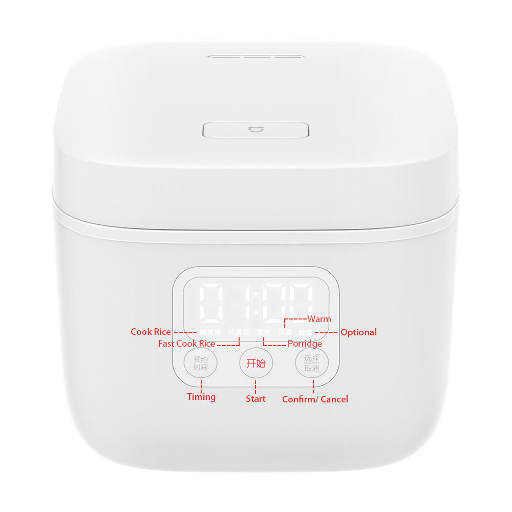 XIAOMI MIJIA Mini Electric Rice Cooker Intelligent Automatic Kitchen Cooker 1-3 people 1.6L 220V LED Display Multifunctional