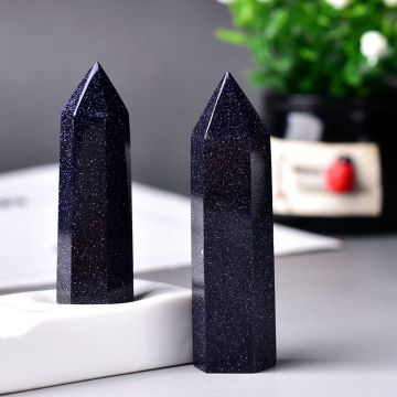 1Pc Natural Crystal Blue sandstone Crystal Point Quartz Mineral Stone Healing Obelisk Wand Home Decor DIY Gift Decoration Reiki