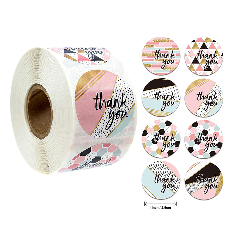 1000pcs/2 rolls Thank You Stickers Seal Labels Scrapbook Handmade Sticker Wedding Party Christmas Gift Bag Decorations