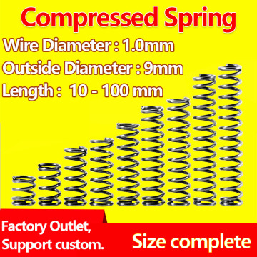 Pressure Spring Release Spring Return Spring Adjustable Spring Compressed Spring Wire Diameter 1.0mm, Outer Diameter 9mm