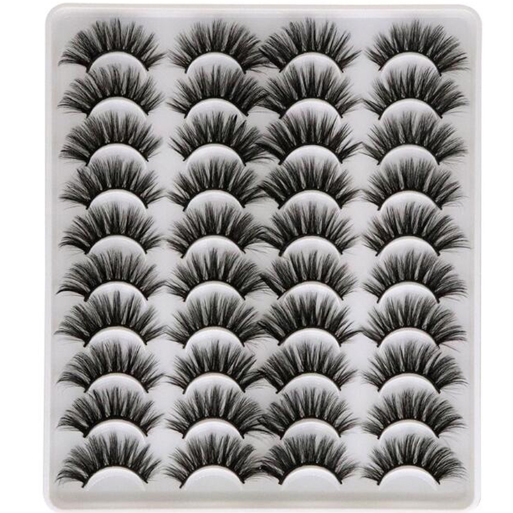 20Pairs 15-25mm 4D Mink False Eyelashes Handmade Thick Wispies Fluffy Eyelash Extension Natural Makeup Full Volume Mink Lashes