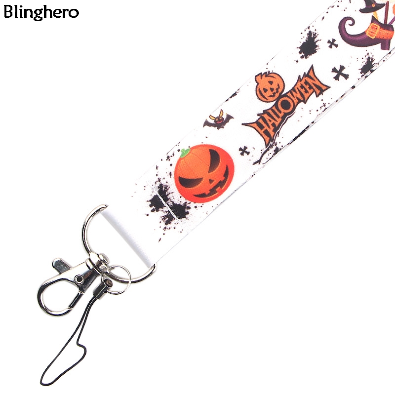 Blinghero Cool Halloween Lanyard For keys Phone Pumpkin Cat Print Lanyard Straps ID Card Holder Hang Ropes for Friends BH0343