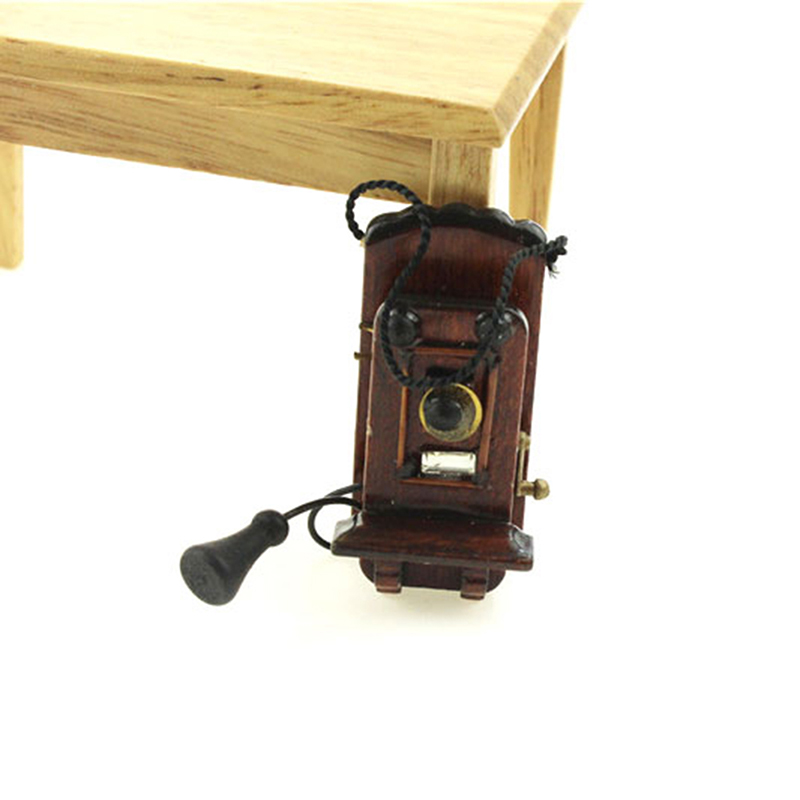 1:12 Dollhouse Miniature Antique Wall Mount Phone Vintage Style Livingroom Bedroom Kitchen Furniture Accessories