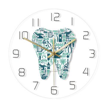 Dentistry Teeth Acrylic Wall Clock Dental Care Symbols Non ticking Wall Hanging Clock Watch Dental Clinic Decorative Wall Sign