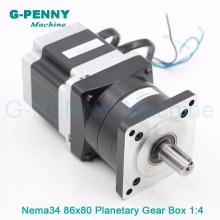 Nema34 stepper Motor Planetary Reduction Ratio 4:1 with nema34 motor 86x80 4A, planet gearbox 86 motor speed reducer,High Torque