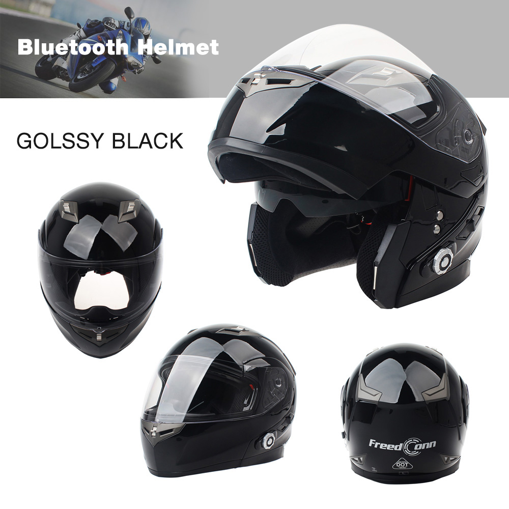 BM2-S Double Lens Bluetooth Motorcycle Helmet Built In BT Intercom System With FM Radio Waterproof