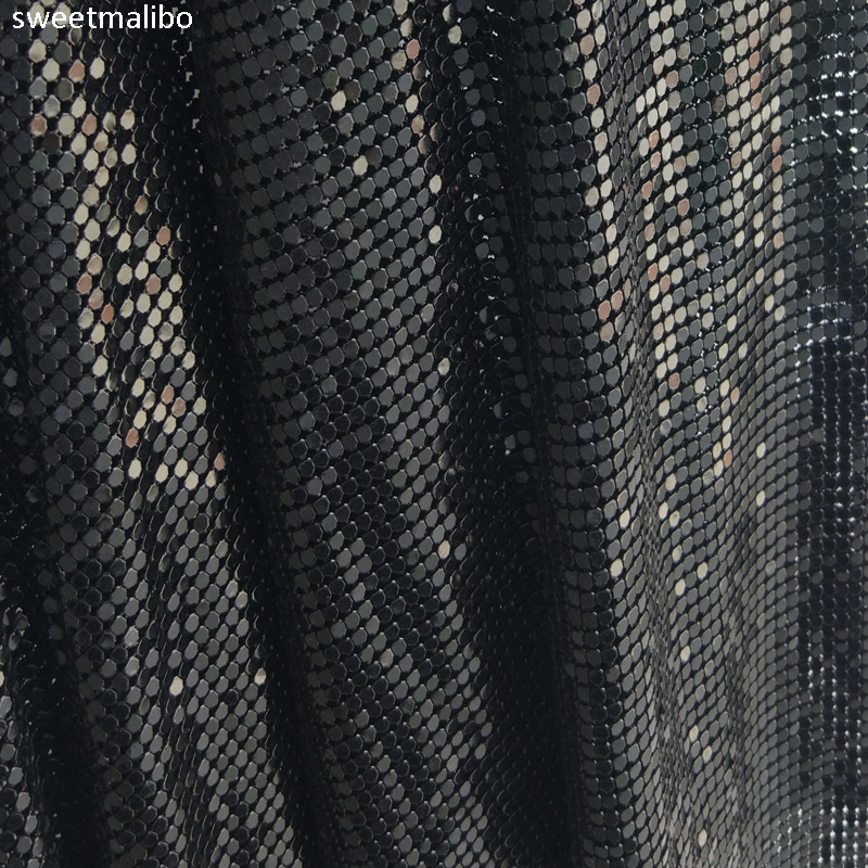 45*150cm High quality Black metallic metal mesh sequin fabric for curtains sexy women evening dress tablecloth swimwear Cosplay