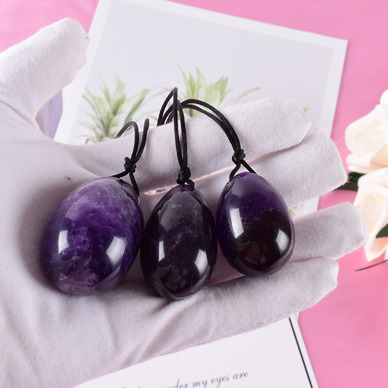 1Pcs Natural Rose Quartz Yoni Egg Amethyst Kegel Exercise Jade Egg Vagina Muscle Tightening Crystal Balls Stone-Small