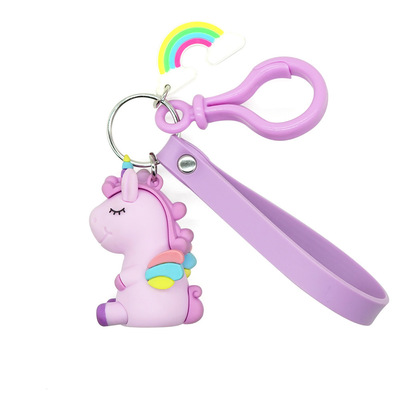 2020 8CM Soft Blue Cute Plush Rainbow Unicorn Keychain