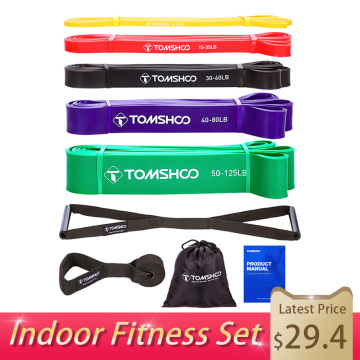 TOMSHOO 8 PCS Resistance Bands Set Strength Training Rubber Loops Resistance Exercise Stretch Bands Gym Home Fitness Equipment