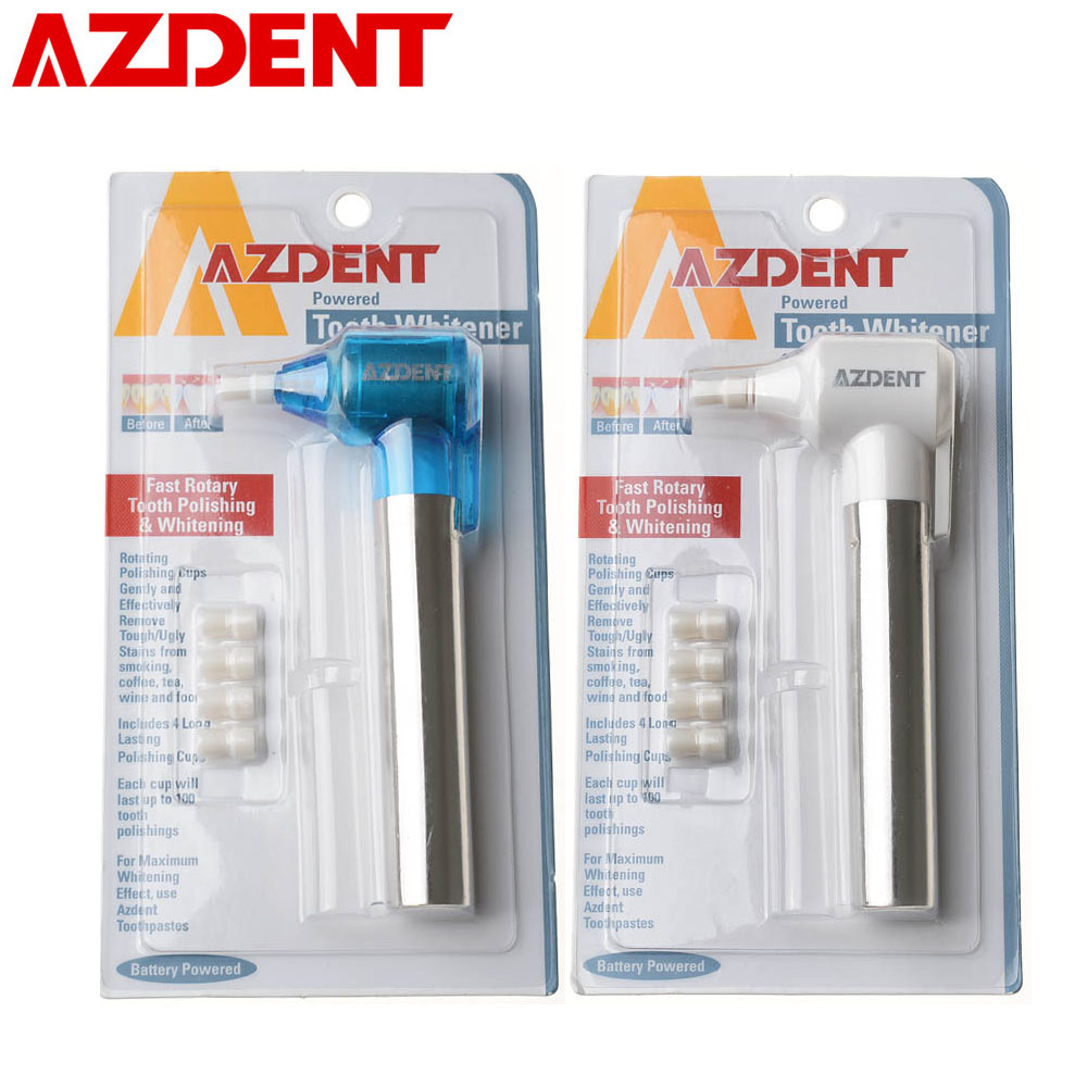 AZDENT Tooth Burnisher Polisher Whitener Teeth Whitening Polishing Stain Remover Tooth Cleaning Oral Care Tool with Nozzles Tips