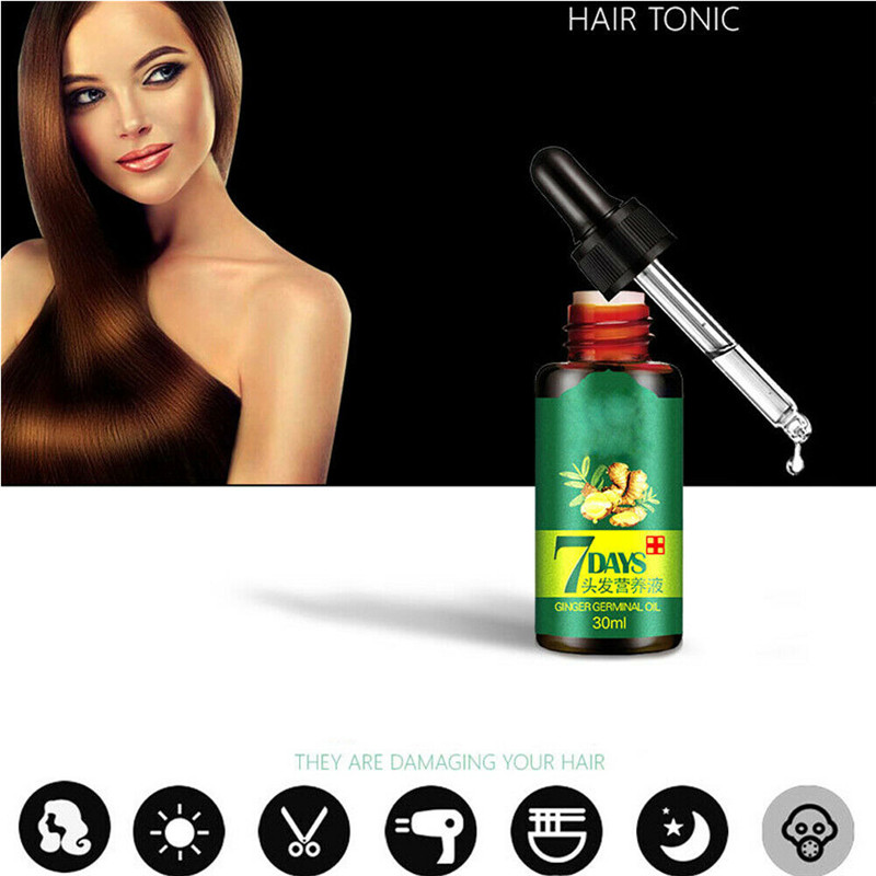30 ML Effective Fast Growth Hair Serum Essence Oil ReGrow 7Day Ginger Germinal Hair Growth Serum Hairdressing Oil Loss Treatemen
