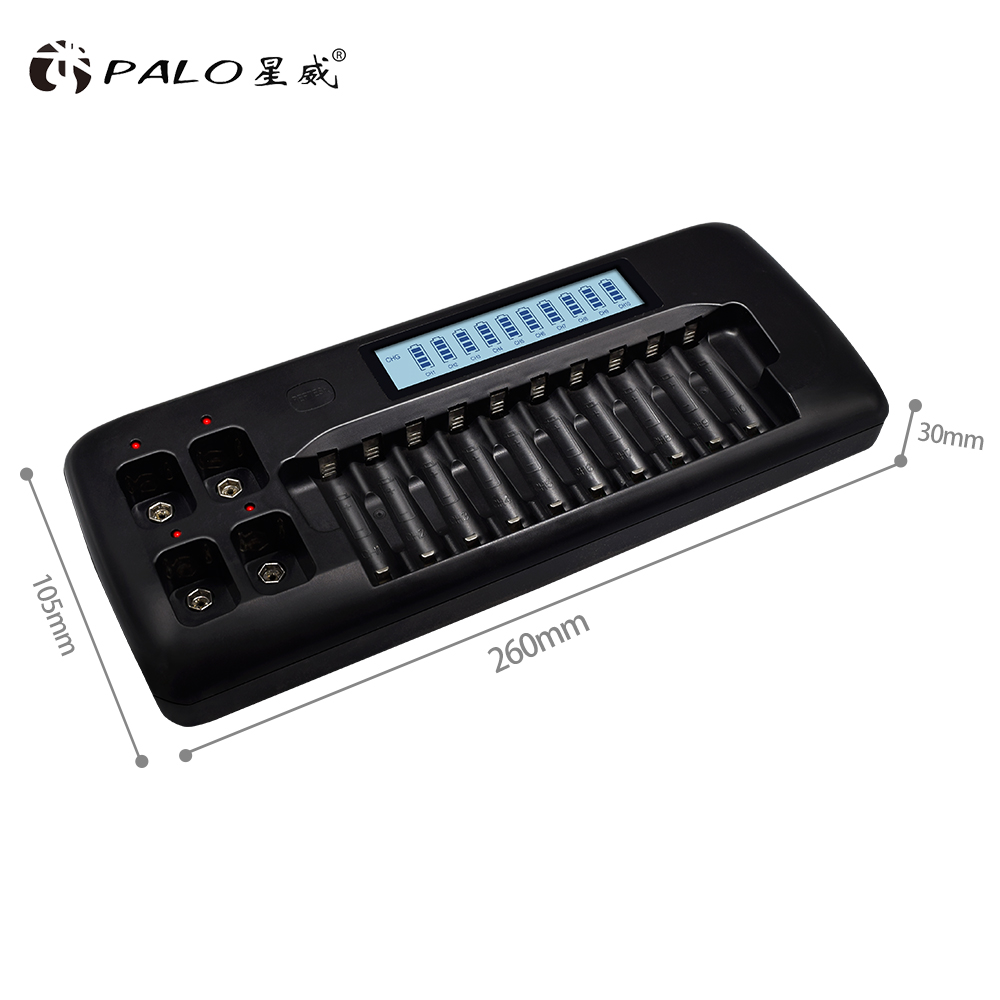 14 slots intelligent LCD battery Charger for 1.2v NICD NiMH AA AAA Rechargeable battery 9v rechargeable battery 9v