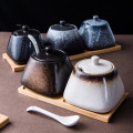 Japanese Retro Seasoning Jar Set Household Condiment Box Salt Shaker Sugar Bowl Kitchen Storage Container Spice Jar Sauce Dish