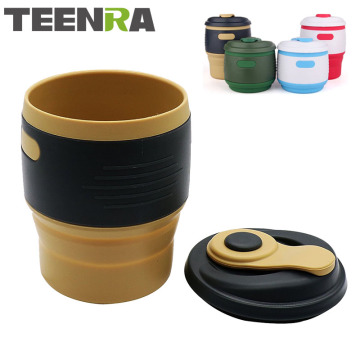 TEENRA 1Pcs Silicone Collapsible Coffee Cup Resuable Travel Coffee Cup For Camping Leak Proof Fold Water Cup