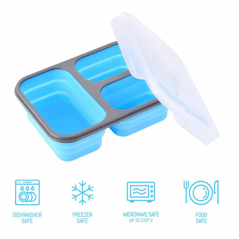 1000ML Silicone Collapsible Portable Lunch Box Large Capacity Bowl  Microwave Folding Lunchbox Eco-Friendly