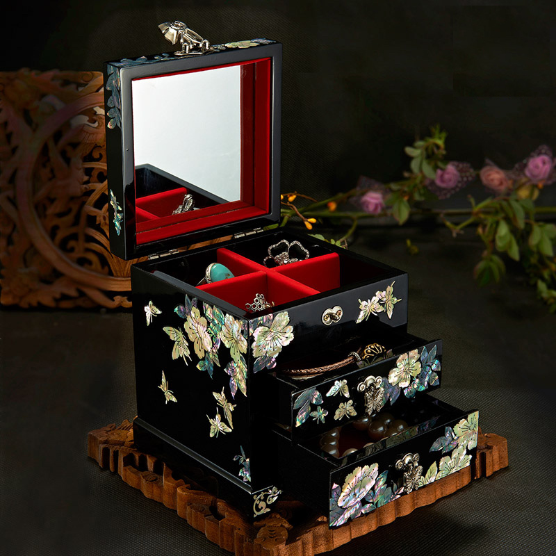 Hand Made storage box Abalone Shell-linlaid Lacquerware 12 x 12 x 14cm Wedding Gift cajas de almacenamiento коробки для хранения