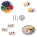 1:12 Miniature Food Hamburger Fresh Fruit Platter Grape Pear Orange Peach White Dish Dollhouse Kitchen Accessories