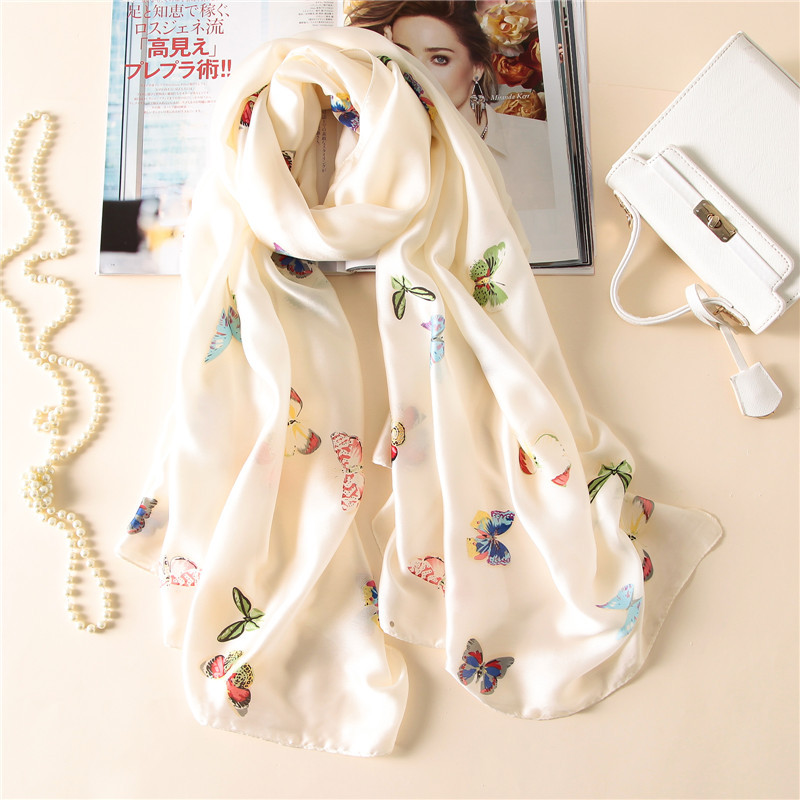 Wholesale scarf for women summer shawls beach stoles lady wrap pashmina Butterfly print silk scarves female foulard 180*90cm