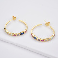 ANDYWEN 925 Sterling Silver Five Color Gold Rainbow Cross Drop Earring Hoops Piercing Ring Jewelry Set For Women Fashion Jewels